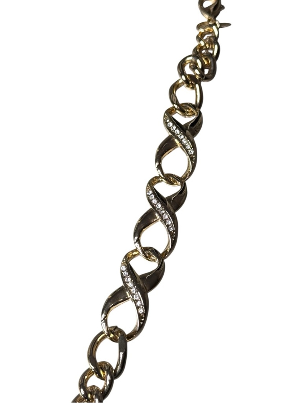 Avon SAQ Gold Tone Crystal Ribbon Link Bracelet - Picture 2 of 6